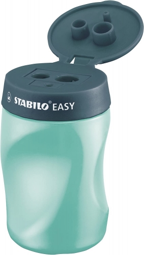 Plastové ořezávátko Stabilo Easy sharpener - pro praváky, 3 otvory, petrolejové