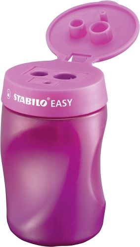 Plastové ořezávátko Stabilo Easy sharpener - pro praváky, 3 otvory, růžové