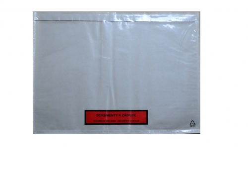 Samolepící kapsa s potiskem Dokumenty k zásilce C5 - transportní, 165x225 mm, transparentní