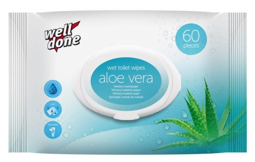 Vlhčený toaletní papír Well Done - aloe vera, 60 ks