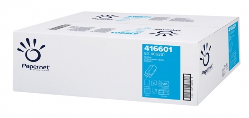 Skládaný papírový ručník ZZ Papernet Special Z-Fold 416601 - dvouvrstvý, 20,3x24 cm, deinked, bílý, 4000 ks