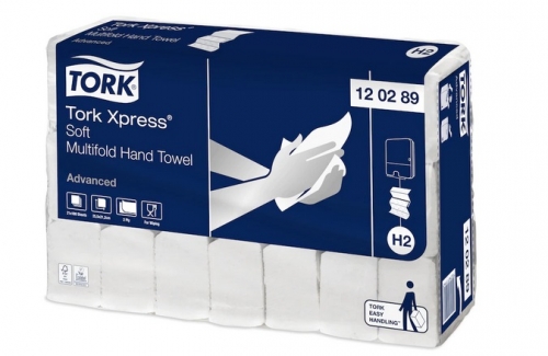 Jemný skládaný papírový ručník Tork Xpress Multifold 120289 - dvouvrstvý, 21,2x25,5 cm, celulóza+recykl, systém H2, 3780 útržků
