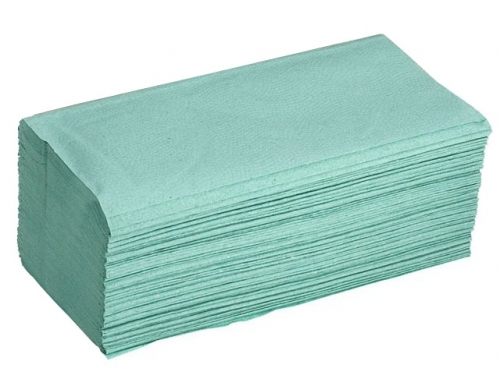 Skládaný papírový ručník ZZ - 23x25 cm, jednovrstvý, recykl, zelený, 5000 ks