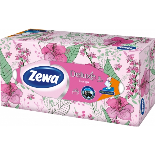 Kosmetické kapesníčky Zewa Deluxe Design - v krabičce, třívrstvé, 100% celulóza, 90 ks