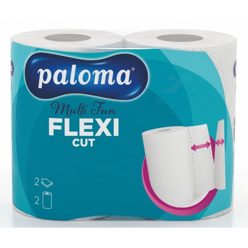 Kuchyňské utěrky Paloma Multi Fun Flexi Cut - role, dvouvrstvé, 100% celulóza, 22 m, bílé, 2 role