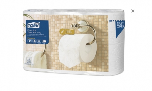 Extra jemný toaletní papír Tork Premium 110405 - čtyřvrstvý, 100% celulóza, 19 m, systém T4, 6 rolí
