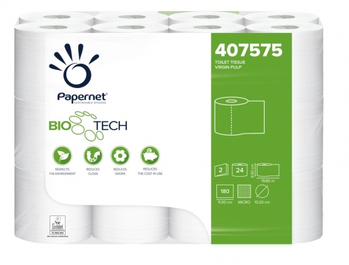 Toaletní papír Papernet BioTech 407575 - dvouvrstvý, 100% celulóza, 19,8 m, 24 rolí