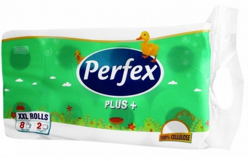 Toaletní papír Perfex Plus - dvouvrstvý, 100% celulóza, s ražbou, 18 m, 150 útržků, 10 rolí