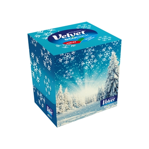 Kosmetické kapesníčky Velvet Winter Edition - v krabičce, třívrstvé, 100% celulóza, 56 ks