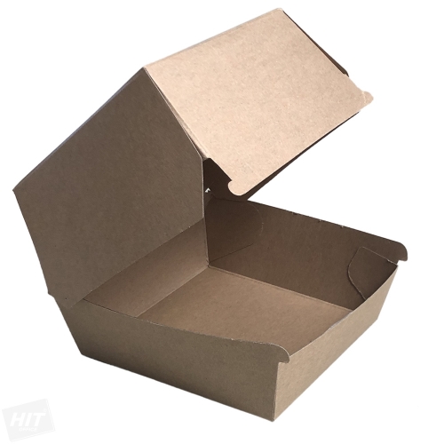 Papírový EKO box na burger - 11x11x9 cm, kraft, hnědý, 50 ks