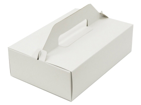 Výslužková odnosová krabice - s uchem, 18,5x15x9,5 cm, bílá, 50 ks