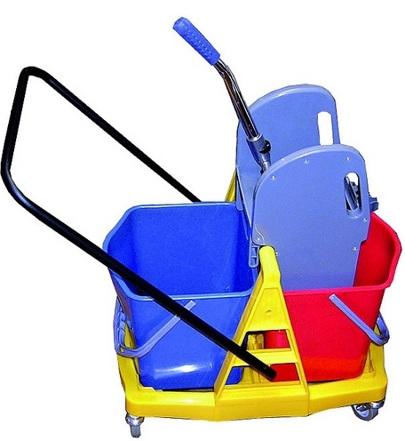 Úklidový vozík Roll-Mop - 2x17 l, se ždímačem, plastový
