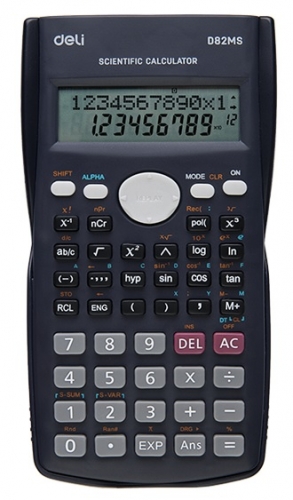 Školní kalkulačka Deli ED82MS - 2 řádky, 12 znaků, černá