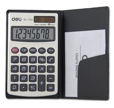 Kapesní kalkulačka Deli E1120 - 1 řádek, 8 znaků, stříbrná