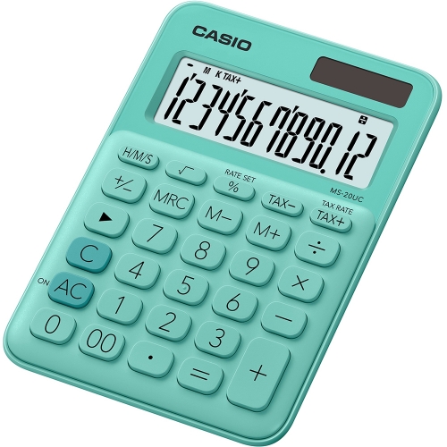 Stolní kalkulačka Casio MS 20UC GN - 1 řádek, 12 znaků, zelená