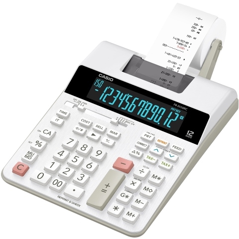 Stolní kalkulačka s tiskem Casio FR 2650 RC - 1 řádek, 12 znaků, bílá