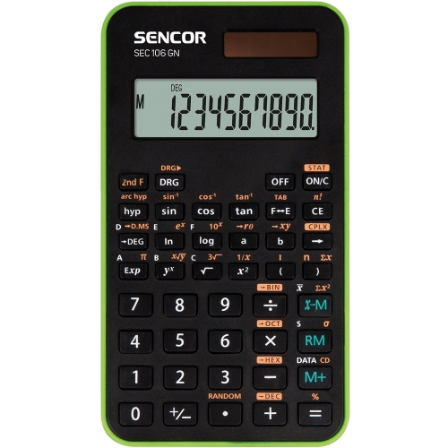 Školní kalkulačka Sencor SEC 106 GN - 56 funkcí, 10 znaků, černo-zelená