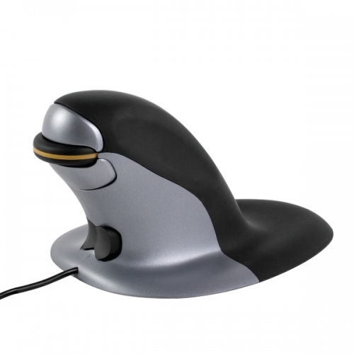 Drátová myš Fellowes Penguin - vertikální, ergonomická, laserová, černá/šedá