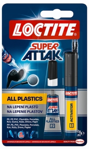 Vteřinové lepidlo Loctite Super Attak All Plastics - 2 g + 4 ml