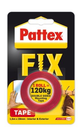 Montážní lepící páska Pattex Fix - oboustranná, 19 mm x 1,5 m, 120 kg