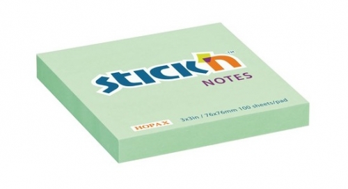 Samolepící bloček Stick n Hopax Notes - 76x76 mm, 100 listů, pastel, zelený