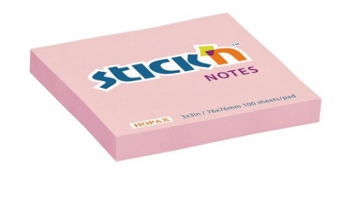Samolepící bloček Stick n Hopax Notes - 76x76 mm, 100 listů, pastel, růžový