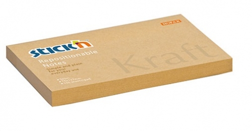 Samolepící bloček Stick n Hopax Kraft Notes - 76x127 mm, 100 listů, hnědý