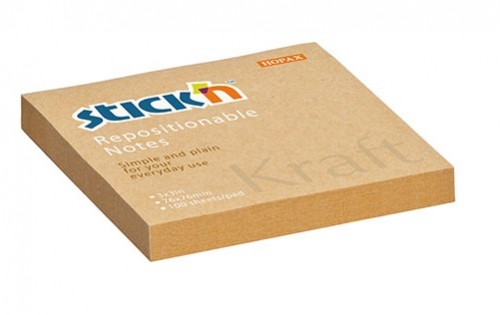 Samolepící bloček Stick n Hopax Kraft Notes - 76x76 mm, 100 listů, hnědý
