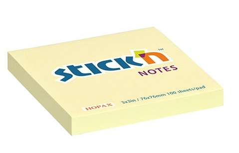 Samolepící bloček Stick n Hopax Notes - 76x76 mm, 100 listů, žlutý