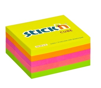 Samolepící mini kostka Stick n Hopax Regular Cube - 51x51 mm, 250 listů, neon, mix žlutá