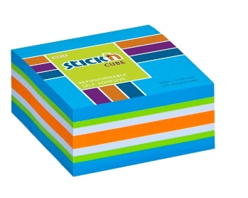 Samolepící mini kostka Stick n Hopax Regular Cube - 51x51 mm, 250 listů, neon, mix modrá