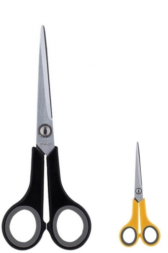 Kancelářské nůžky Deli Essential Lux E6005 - 14 cm, gumová rukojeť, mix barev