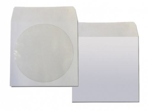 Papírová obálka na CD - s okénkem, 125x125 mm, bílá, 1 ks
