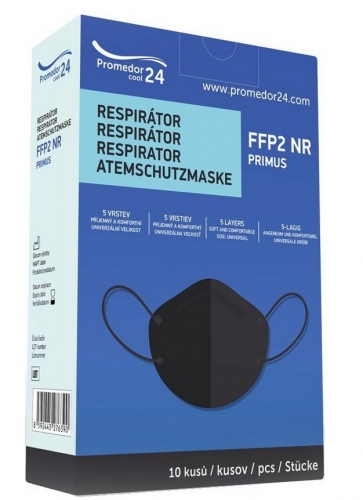 Respirátor FFP2 - skládaný bez ventilku, černý, 10 ks - ČESKÁ VÝROBA