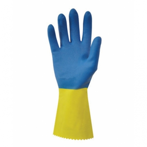 Úklidové rukavice Duo Plus 60 S-7 - gumové-latexové, žluto-modré