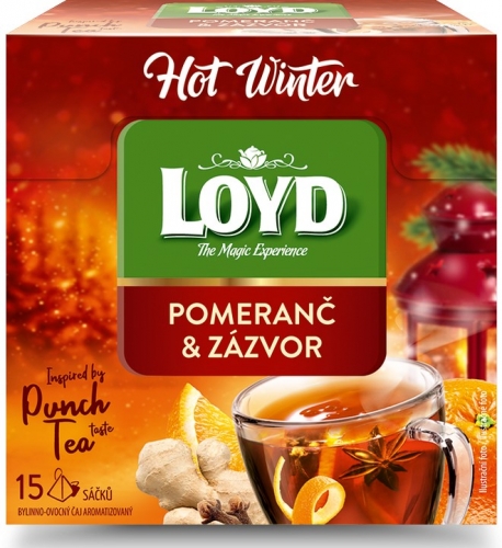 Ovocno-bylinný čaj Loyd Hot Winter - pomeranč a zázvor, 15 sáčků