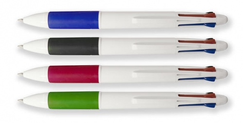Čtyřbarevné kuličkové pero - 0,5 mm, plastové, mix barev úchopů