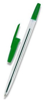 Jednorázové kuličkové pero - 1 mm, plastové, zelené