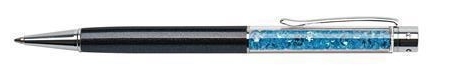 Luxusní kuličkové pero Art Crystella Swarovski – 0,7 mm, modrý krystal, černé
