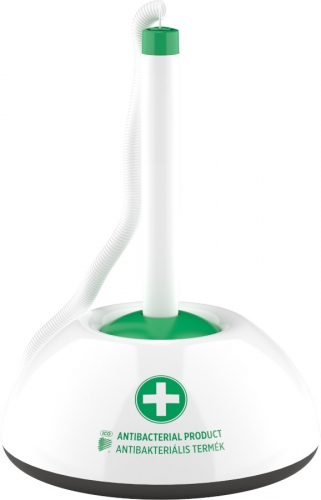 Kuličkové pero ve stojánku ICO - antibakteriální, 0,7 mm, plastové, bílo-zelené