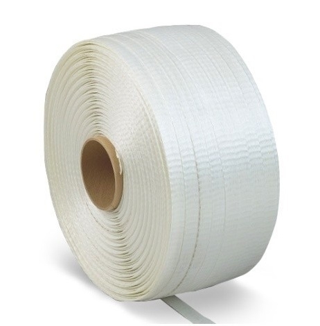 Vázací páska PES 19 mm - příčně pletená, průměr dutinky 76 mm, 600 m, bílá