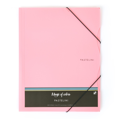 Spisové desky s gumou Pastelini A4 - 3 klopy, plastové, růžové