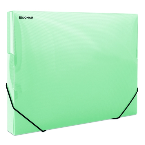 Box na spisy s gumou A4 Donau - plastový, transparentní zelený