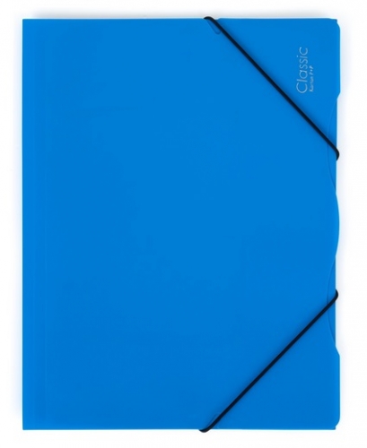 Spisové desky s gumou A4 - 3 klopy, plastové, modré