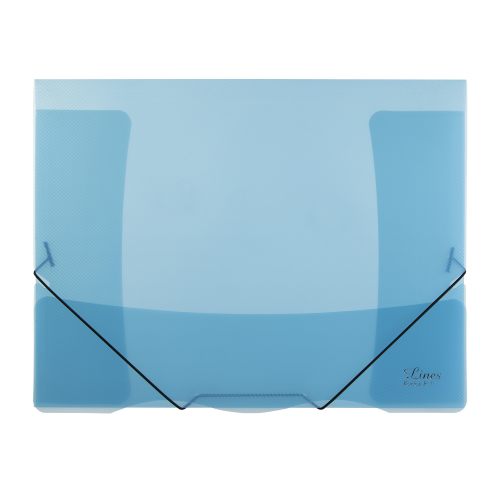 Spisové desky s gumou A4 - 3 klopy, plastové, transparentní modré
