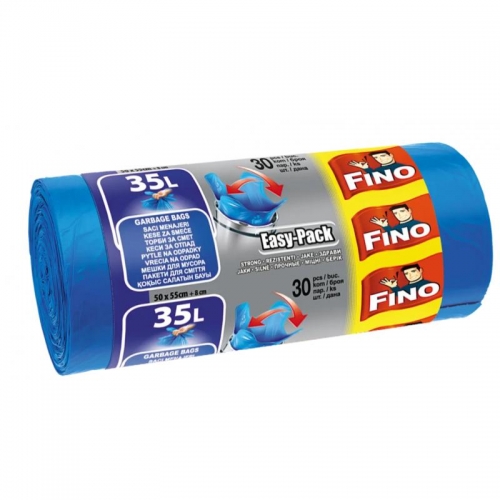 Zavazovací sáček do koše 35 l Fino Easy Pack - 15 my, modrý, 30 ks