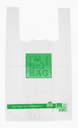 Kompostovatelná BIO taška - 25+12x45 cm, 15 my, bílá, 50 ks