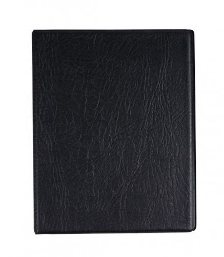 Kroužkový zápisník A5 Karis - imitace kůže, s registrem, 100 linkovaných listů, černý