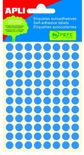 Kulaté samolepící etikety Apli - průměr 8 mm, modré, 288 ks