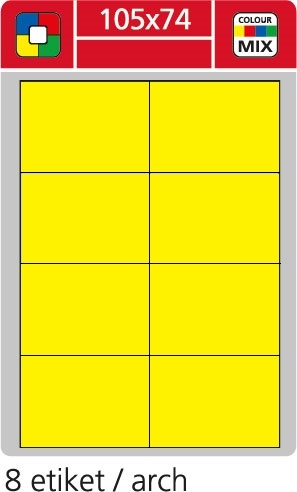 Samolepící etikety Print - 105x74 mm, papírové, žluté, 100 archů